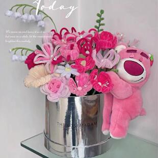 手工编花束diy材料扭包自织制扭IHR棒成品抱抱仿桶真花送女朋友闺