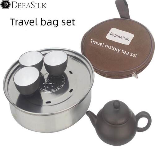 不锈钢小茶具旅行茶具功夫茶具迷你茶具便携圆托盘
