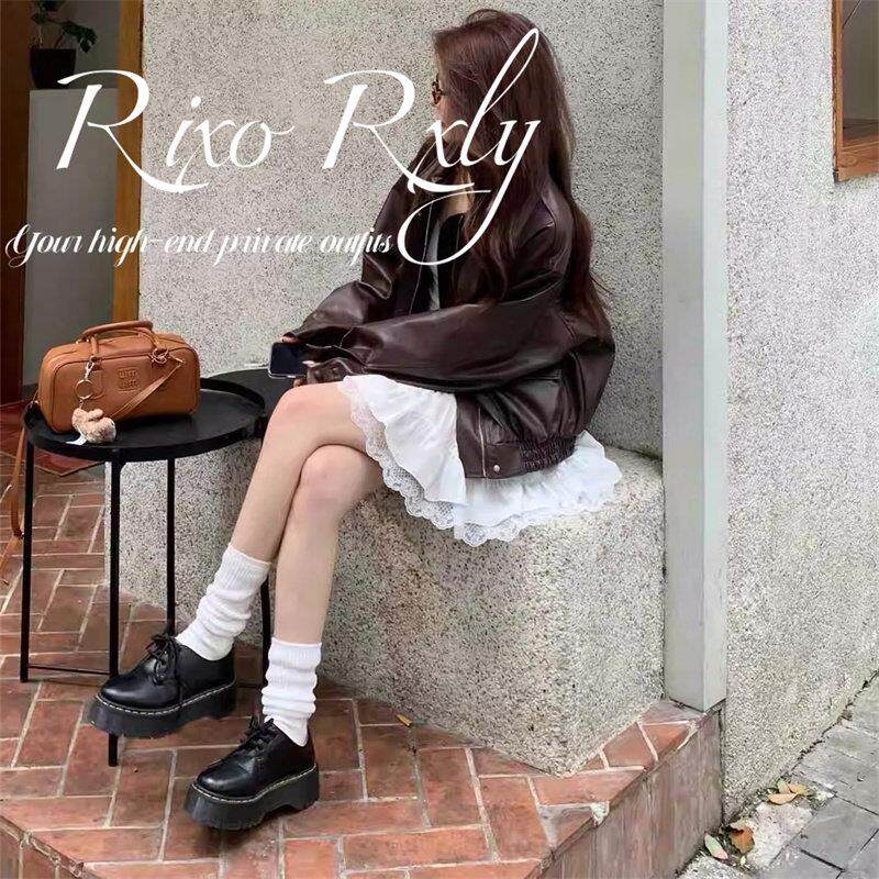 RIXO RXLY红棕色皮衣外套女春秋季小众高级感休闲机车服夹克上衣