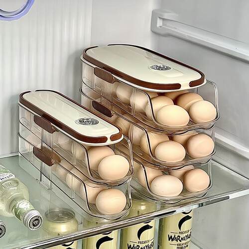 Egg storage box for refrigerator with handle, multi-layer in