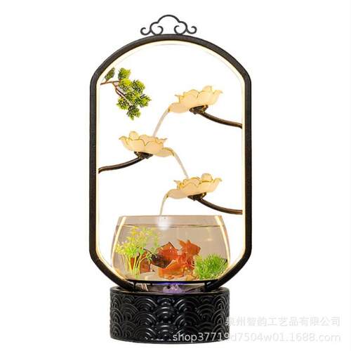 陶瓷喷泉流水摆件生财加湿器鱼缸客厅房间办公室装饰品水景观礼品