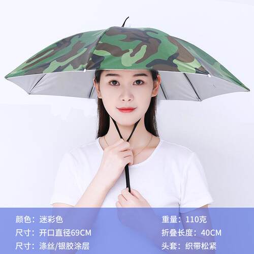 带头上的伞帽头戴式遮阳防晒钓鱼专用防雨斗笠雨伞帽子斗篷头盔伞