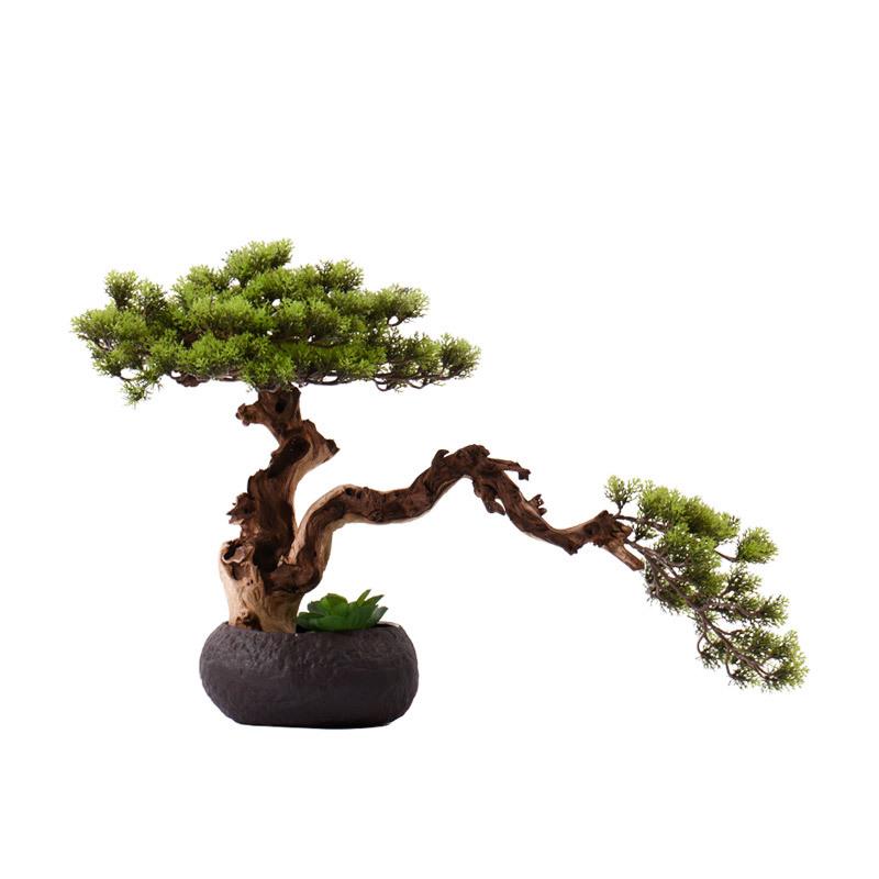 新中式仿真禅意迎客松会所售楼处茶室茶楼装饰品日式枯树盆景摆件