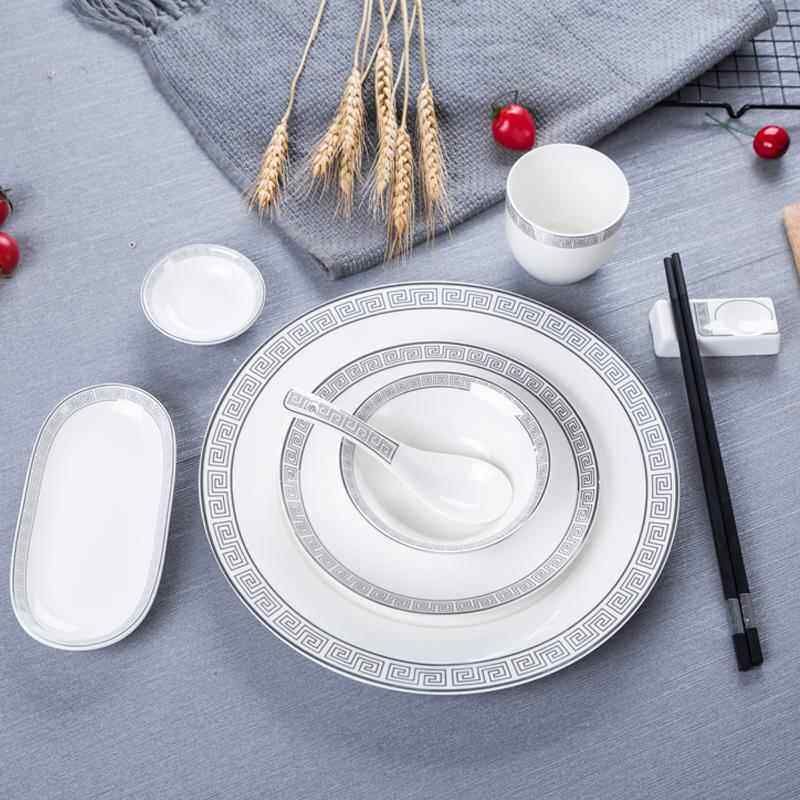 酒店用品摆台餐具高档陶瓷三件套饭店会所盘碗套装骨碟翅碗汤勺杯,餐饮具,盘,淘宝优惠券,粉丝福利购,淘宝优惠卷