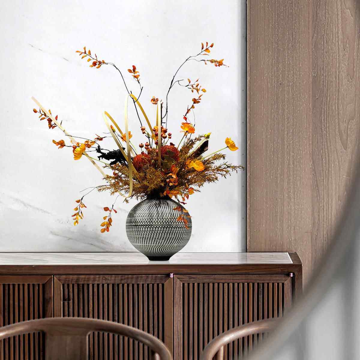 饰新中酒式创仿真花艺意摆花样板房1245店餐桌玄关隔断柜假花绿植