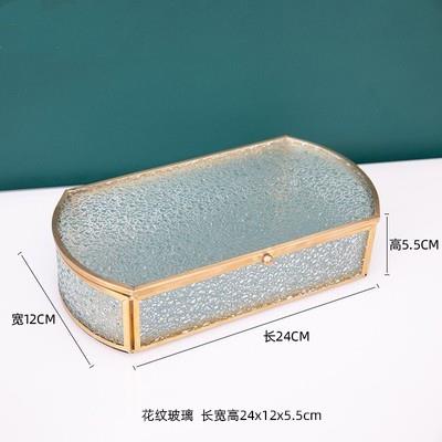 新款玻璃首饰盒欧简约复金边几盒何古珠宝收北纳盒伴手礼装饰展示