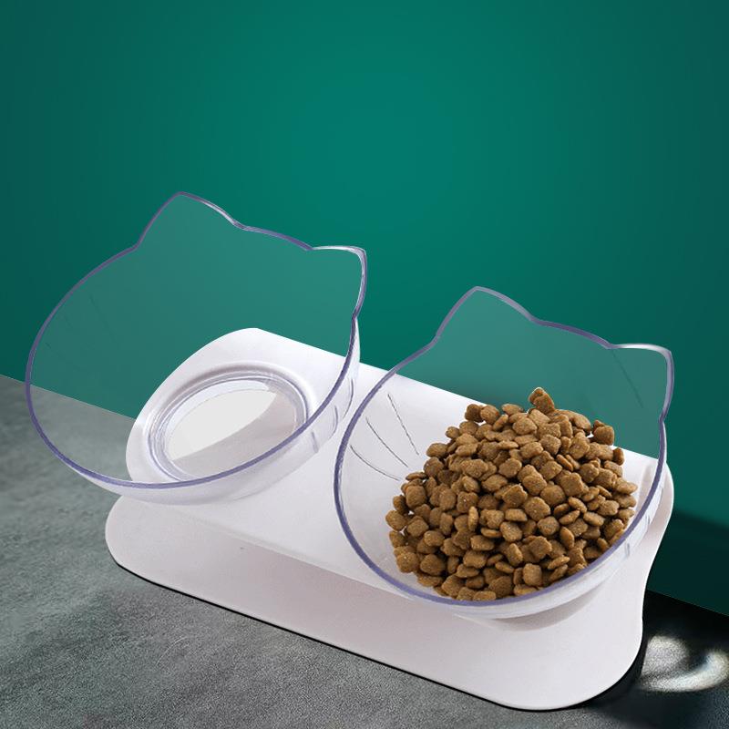 猫碗狗狗猫咪高脚护颈宠物碗塑料防滑斜口饮水喂食猫碗双碗
