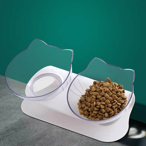 猫碗狗狗猫咪高脚护颈宠物碗塑料防滑斜口饮水喂食猫碗双碗