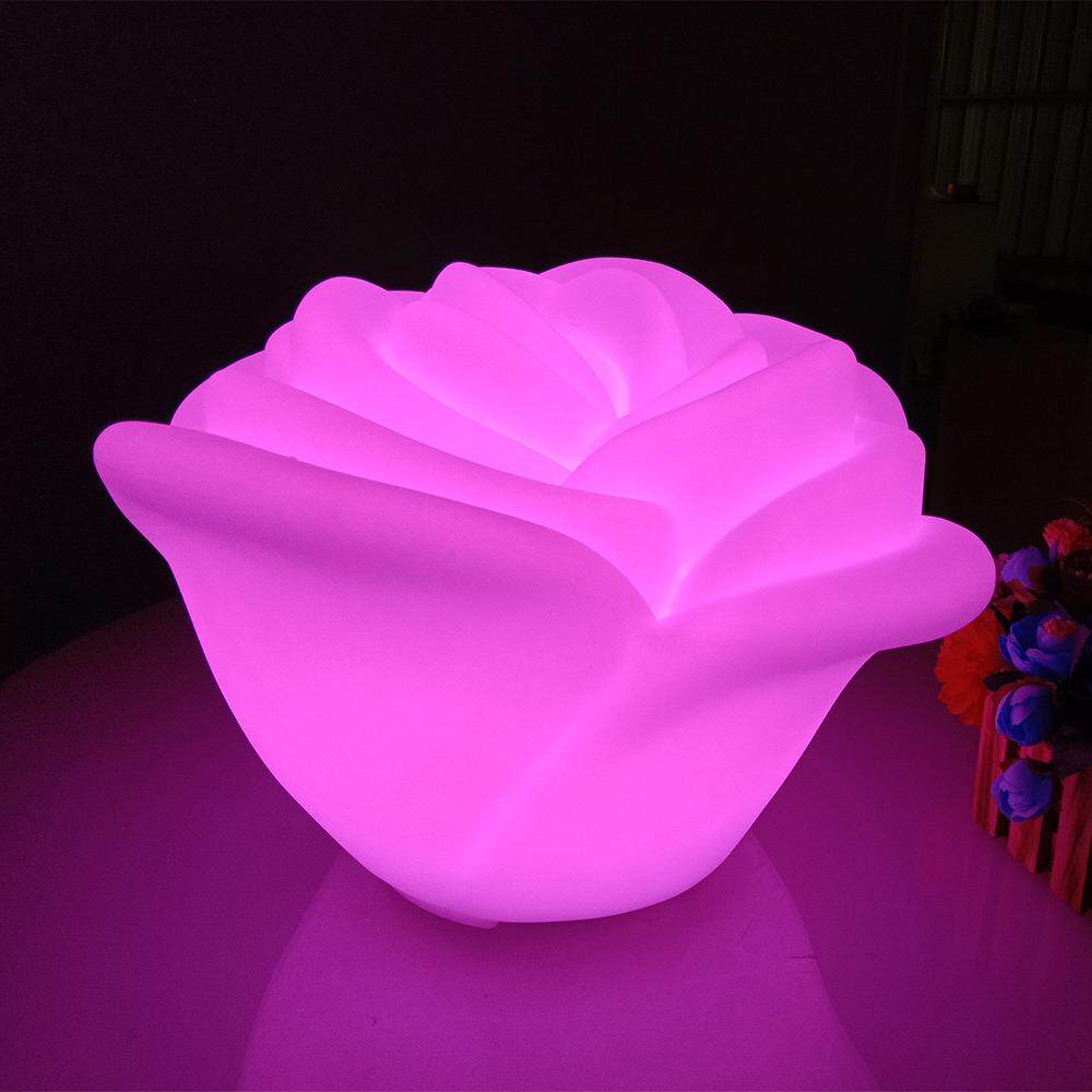 酷擎led玫瑰花氛围灯卧室七彩变色充电遥控落地夜灯大号发光花朵