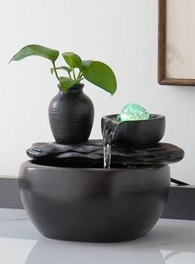 时来运转风水球流水生财摆件循环水家居客厅茶桌办公室招财装饰品