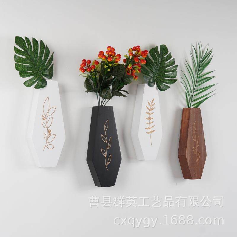 木制壁挂式花架墙上家居装饰插花器实木干花置物架农舍风格花瓶架