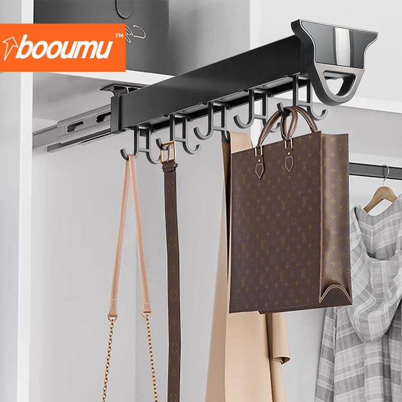 多功能推拉式挂架橱柜厨房锅具移动挂钩阳台储物柜衣柜收纳抽拉架