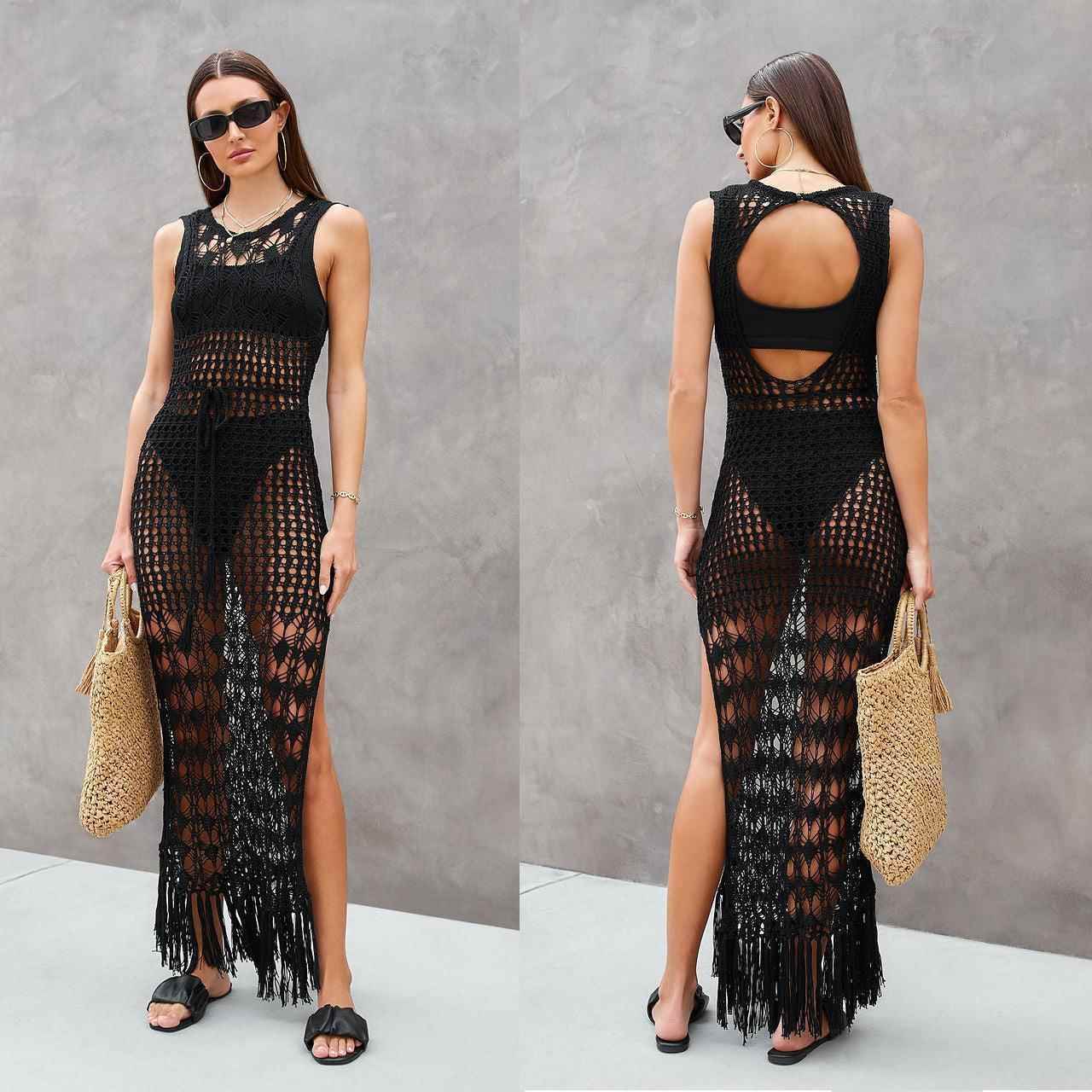 there over dress maxi holiday cover-up knitted hollow