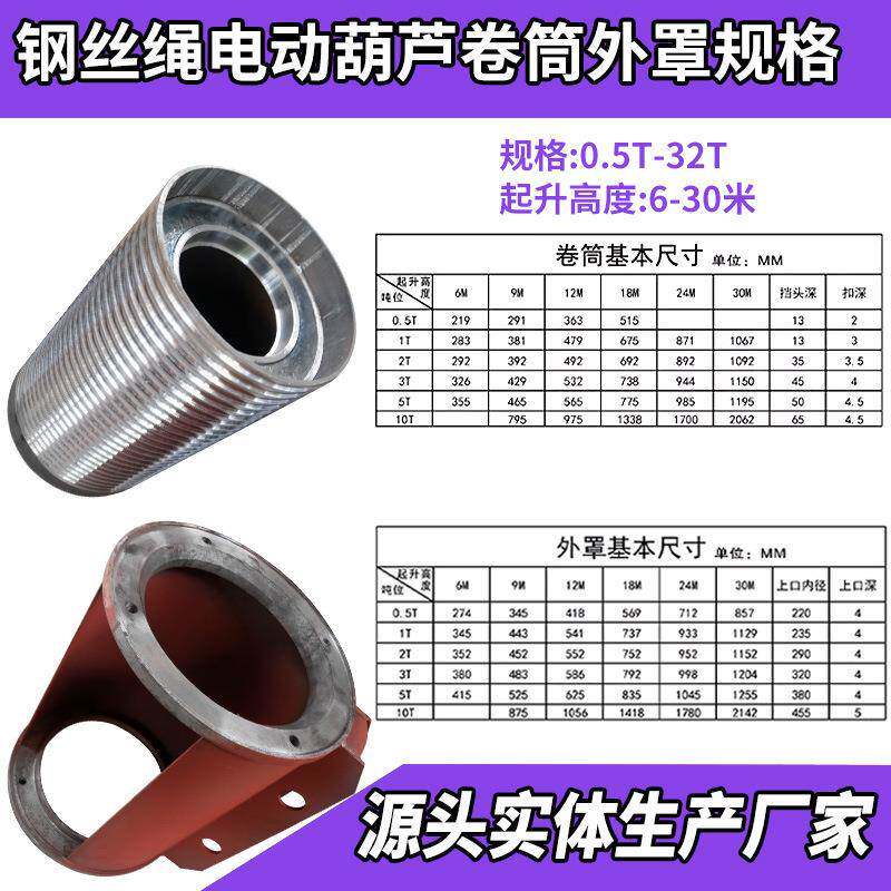 卷筒罩外行车CIN配件大全1t/2/3/T/10吨5壳滚筒外钢丝绳电动葫芦