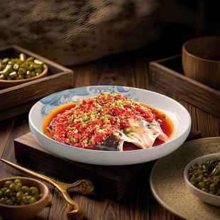 大盘子家用陶瓷剁椒鱼头专用盘子装大盘鸡的盘子超大号圆形深汤盘