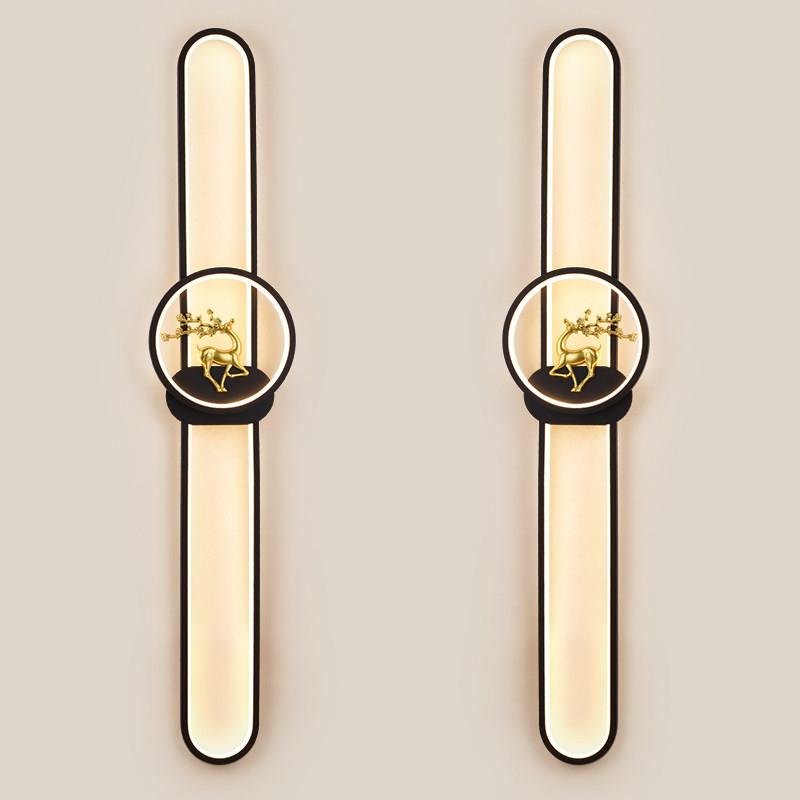 长条鹿壁灯客厅电视背景墙现代简约轻奢格栅灯极简壁灯卧室床头灯