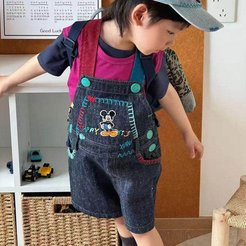 男童裤子儿童背带裤夏季2025新款超好看网红长裤宝宝蓝色牛仔裤潮