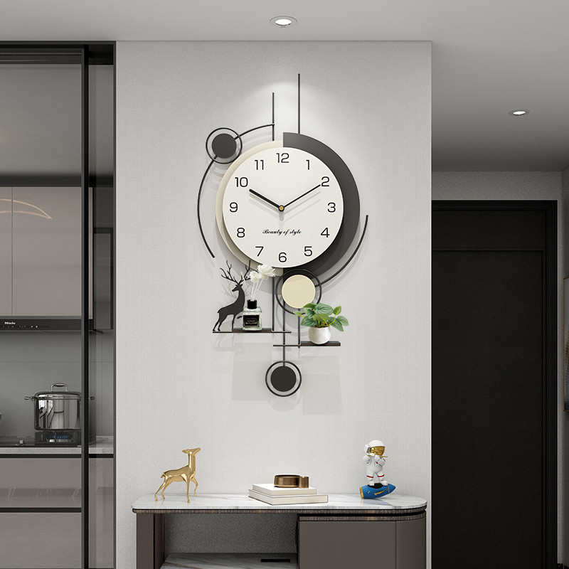 W5R钟表挂钟客厅家用时尚2023新款简约现代时钟免打孔创意挂墙石