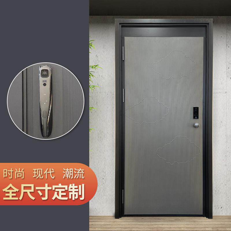 铸铝门防爆门韩式简约单开门精雕进户门智能高档别墅门入户防盗门