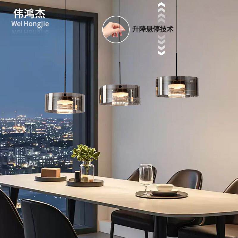 现代设计师极简餐厅吊灯北欧后现代简约创意玻璃吧台单头餐桌吊灯