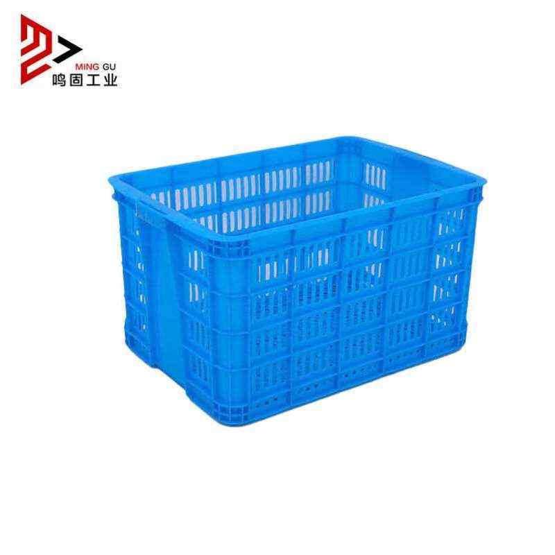 鸣固加厚蓝色塑料筐周转筐快递物流框B4筐外450*305*240mm