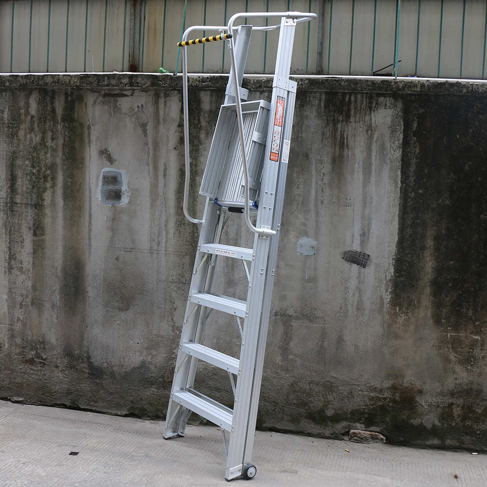 铝合金安全工作梯围栏平台梯扶手折叠工程人字梯子登高梯货架梯