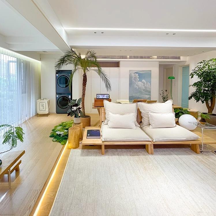 奶油风日式原沙发木实木白蜡木布榻艺ADO沙发沙矮发榻米沙发羽绒