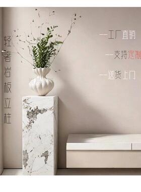 展YLU001大理石石柱雕塑摆台客厅关酒店厅摆件工艺玄品装板饰岩底