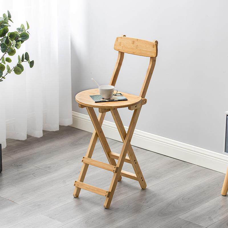 靠背吧台椅可折叠椅子客厅家用高脚凳实木餐厅酒吧椅现代简约凳子