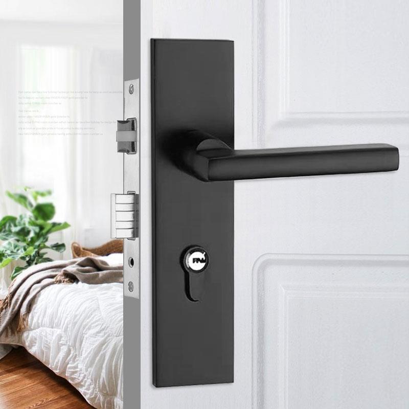 美式黑色门锁室内卧室实木门58锁卫生间门锁通用型锁具家用房门锁