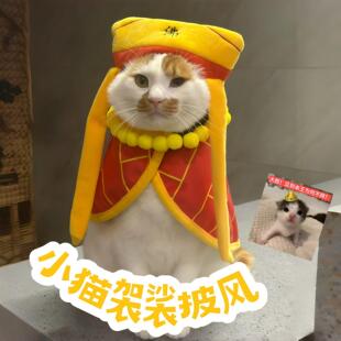 唐僧骑马咚那个咚!小猫袈裟披风猫咪狗狗可爱服饰小型宠物小斗篷