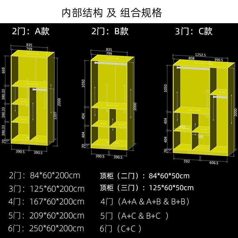 实木全北美红橡木衣柜门三门小501#户型橱四门五门六门柜组合两柜