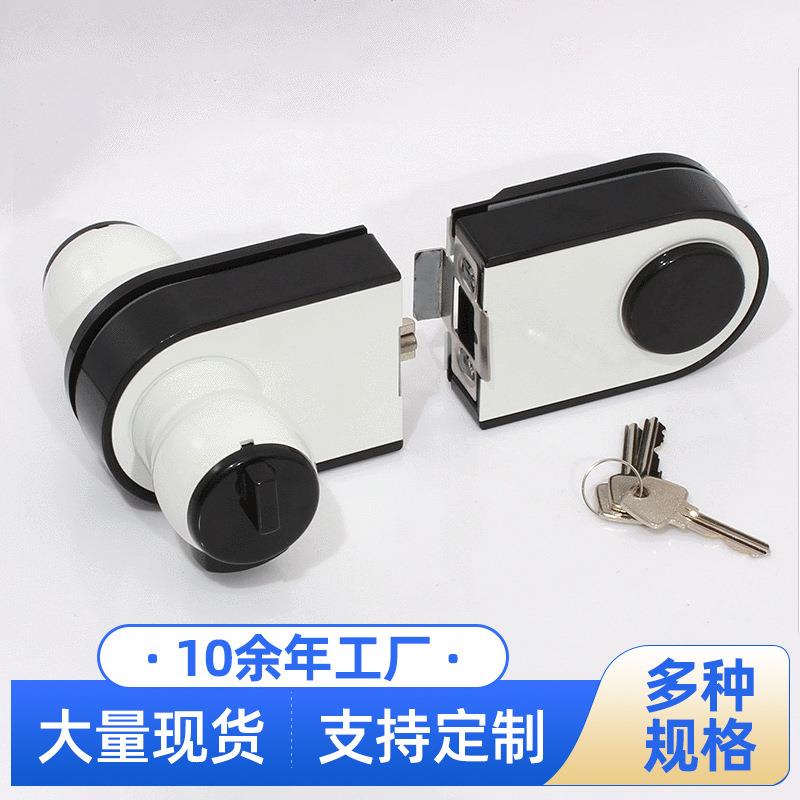 黑白球型双开玻璃门锁 双门不锈钢玻璃门锁 高隔墙玻璃门锁