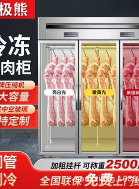 商用大容量挂肉柜保鲜冷藏单双杠挂牛羊肉立式冰柜鲜肉吊肉展示