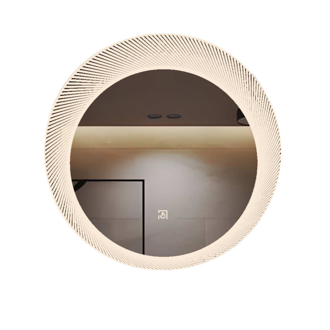 化妆智能镜子带灯卫生间除雾挂墙式自粘镜圆形带led灯浴室镜