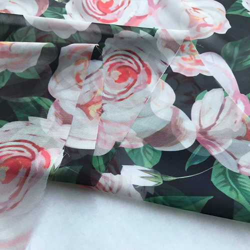 手工新款面料大朵 印花服装面料2019diy玫瑰
