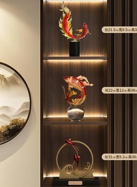 新款新式招财鱼件富贵有余琅彩锦鲤高档家中居客厅好运摆寓意装饰