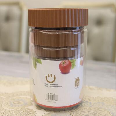 Home Kitchen Plastic Storage Jars Set with Screw-on Lids, Fe