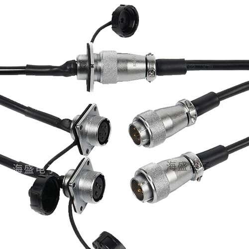 威浦航空插头WS20四方座2芯4芯5-12芯公母带线TQ+Z连接器线 WEIPU