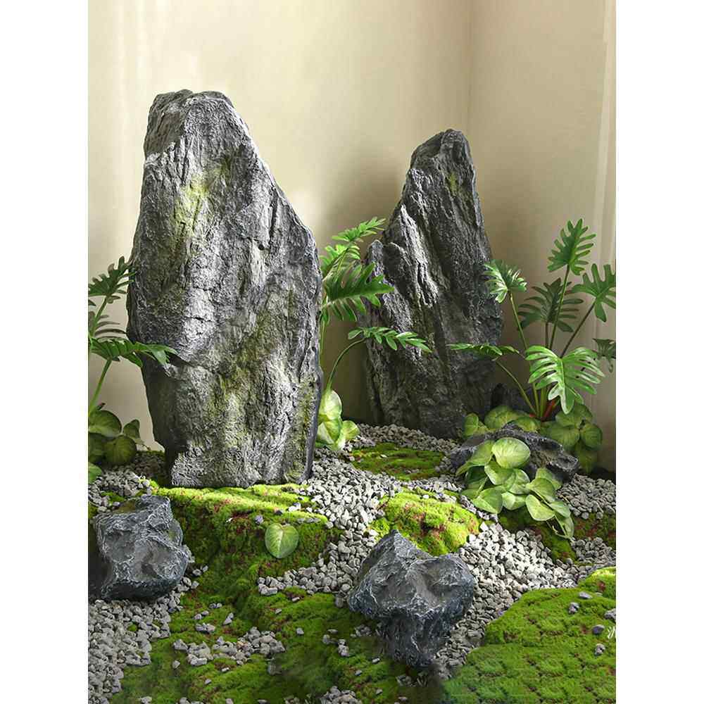 仿真石头室内景观石造景花园户外青苔假山玻璃钢鱼缸苔藓假石头