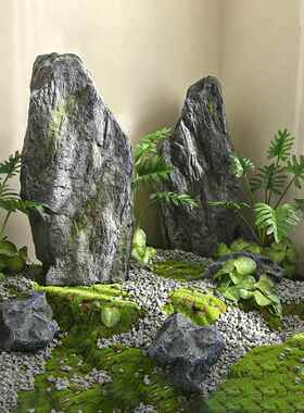 模拟石室内景观石景观室外苔藓大型假山玻璃纤维苔藓假石道具