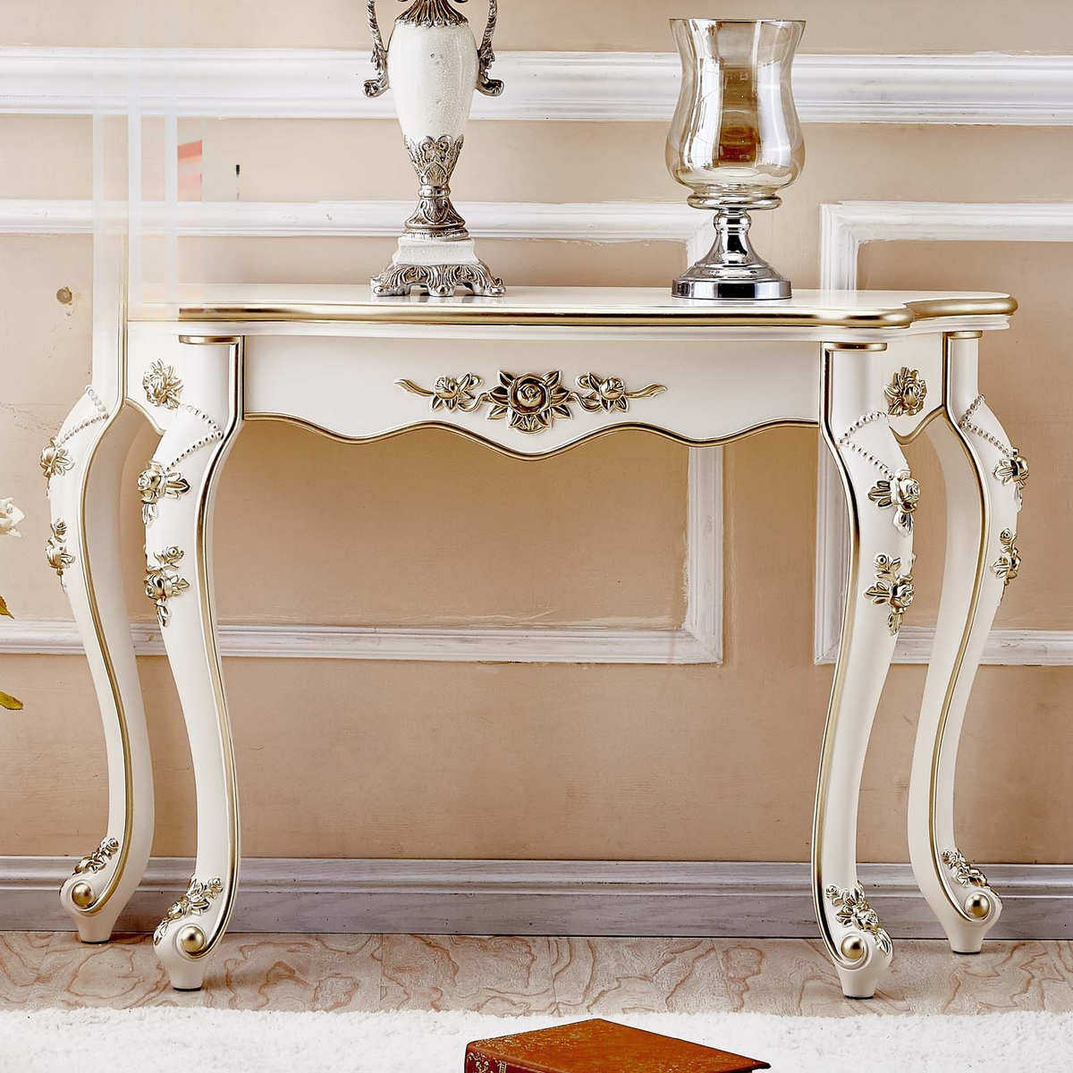 玄关桌欧式靠墙端景台轻奢风半圆走廊墙边柜长条窄边走廊进门装饰