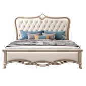 欧式 轻奢家具 实木双人1.8米床主卧豪华软靠公主婚床现代简约美式