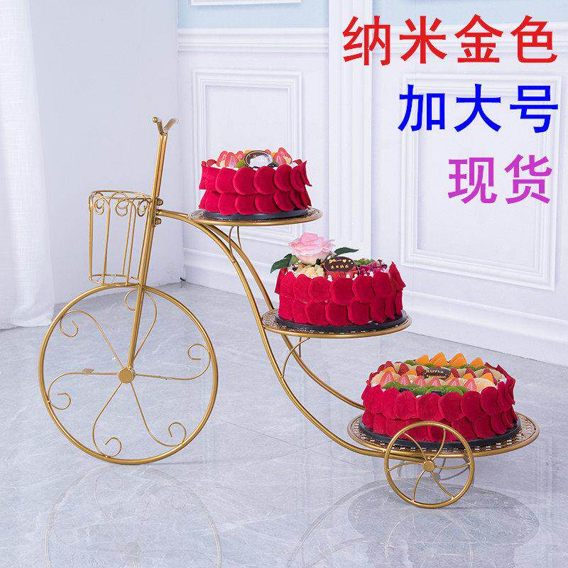 欧式新款创意铁艺蛋糕架子自行车生日婚庆婚礼三层多层甜品展示架