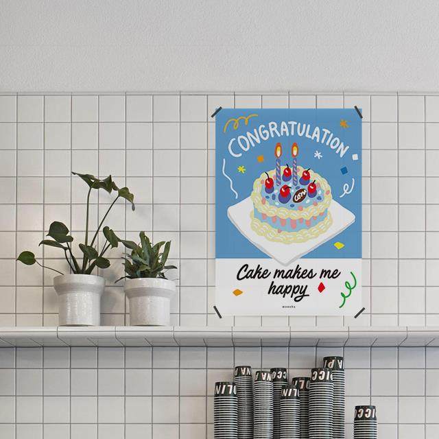 ins风生日蛋糕 韩国可爱设计装饰画 咖啡蛋糕甜品墙面装饰海报,家居饰品,现代装饰画,淘宝优惠券,粉丝福利购,淘宝优惠卷