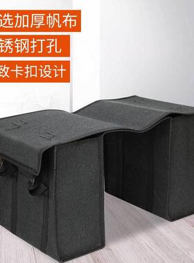 摩托车电动车戰術自行车机车侧边自行車魔术贴黑色摩托背包