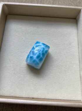 天然海纹石方牌吊坠拉利玛裸石项坠无事牌挂件规格23.6*15*13.1mm