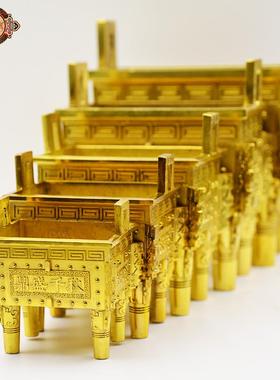 宏达 黄铜压铸鼎盛千秋 中式家居玄关铜鼎礼品摆件