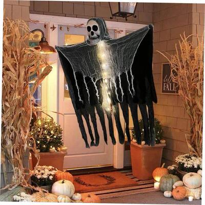 Halloween Ghost with LED Light Glow Hanging Skull Ornaments