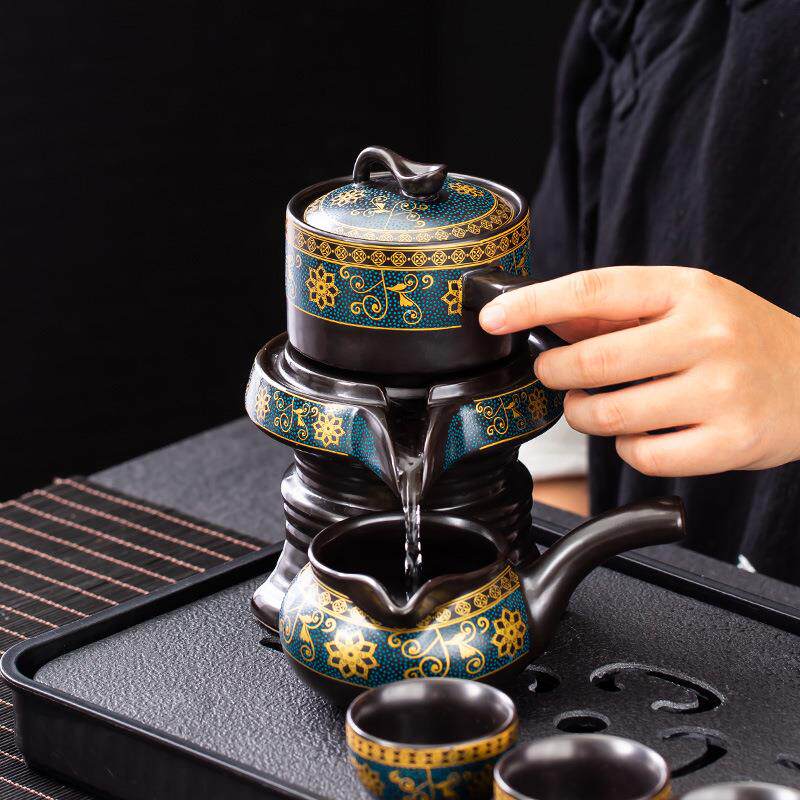 石磨功夫茶具套装半自动茶具家用简约泡茶器礼品公司广告福利礼品